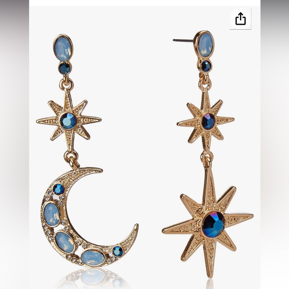 Betsey Johnson Celestial Mismatch Drop Earrings